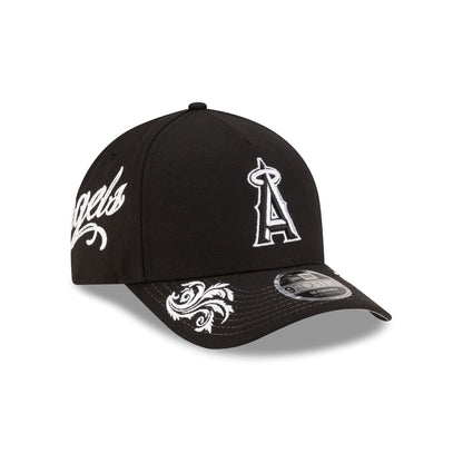 Los Angeles Angels Script Black and White 9FORTY M-Crown A-Frame Snapback Hat