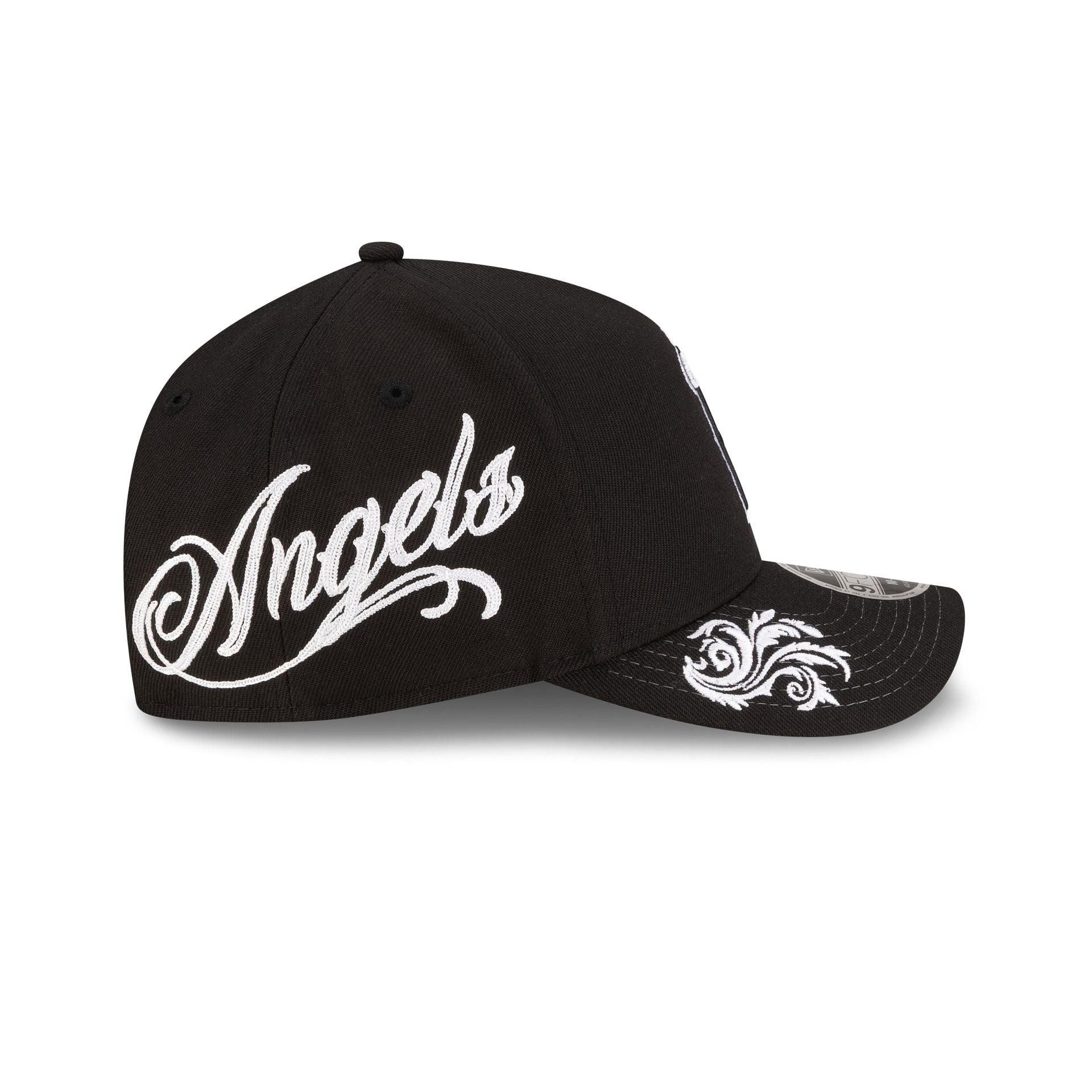 Los Angeles Angels Script Black and White 9FORTY M-Crown A-Frame Snapback Hat