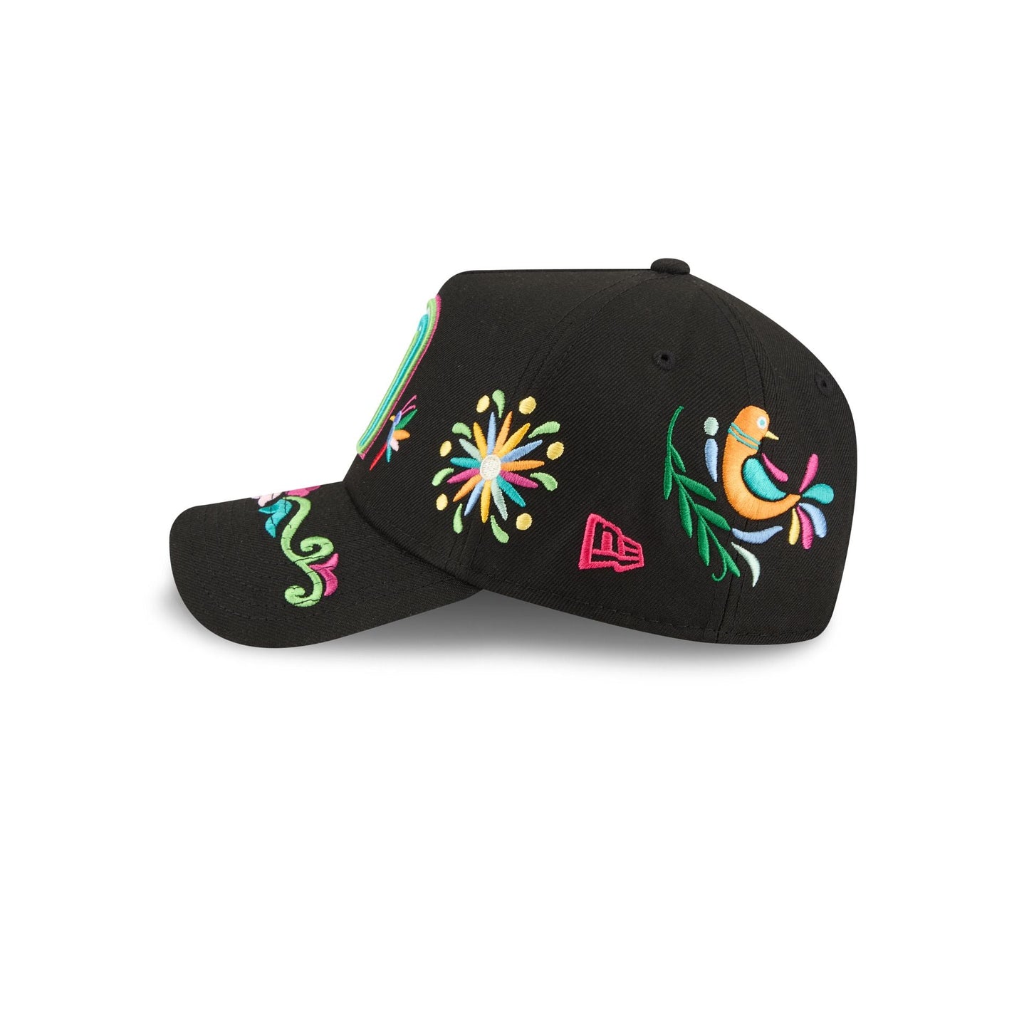 Mexico Latin Embroidery Black 9FORTY A-Frame Snapback Hat