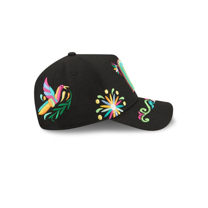 Mexico Latin Embroidery Black 9FORTY A-Frame Snapback Hat