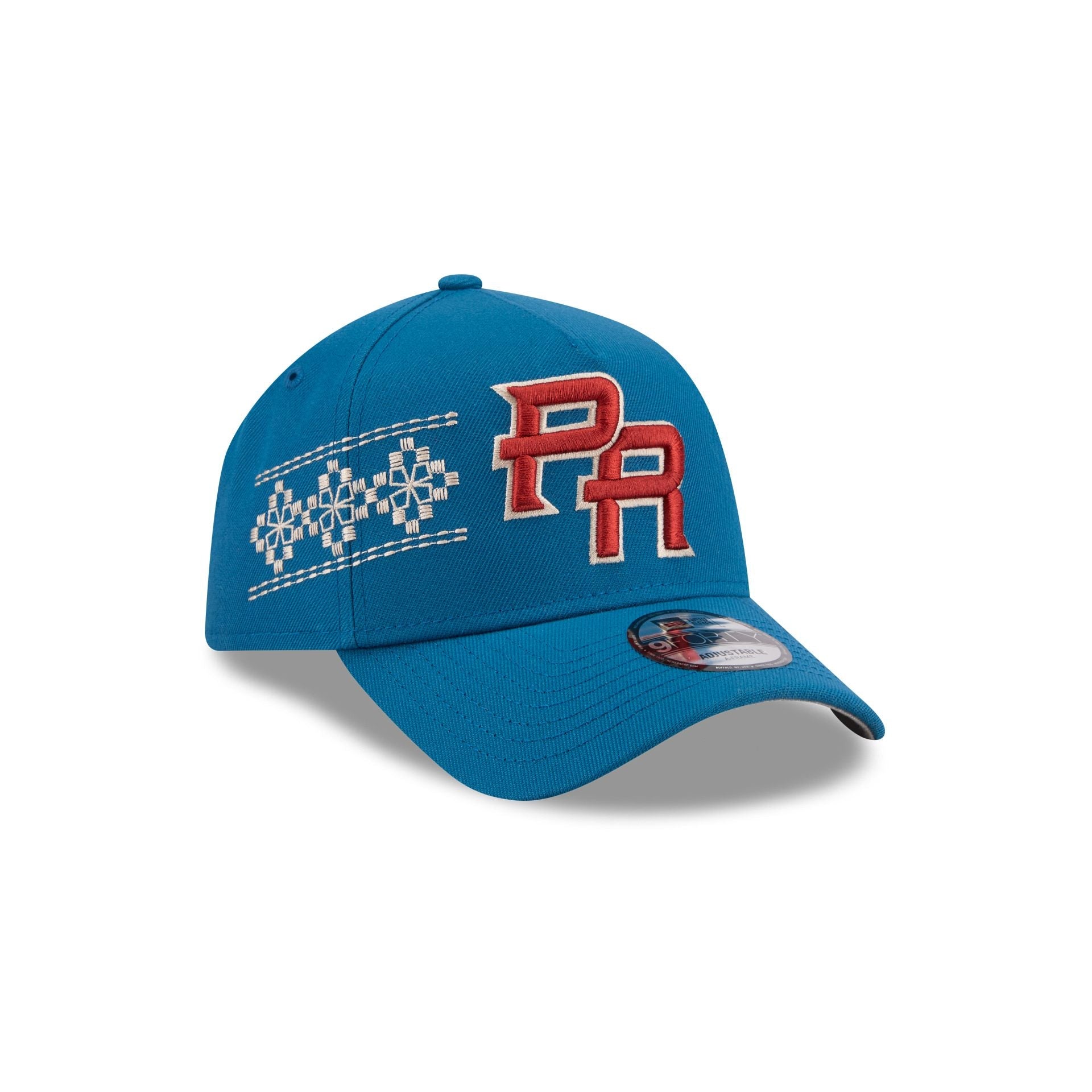 Puerto Rico Latin Embroidery 9FORTY A-Frame Snapback Hat