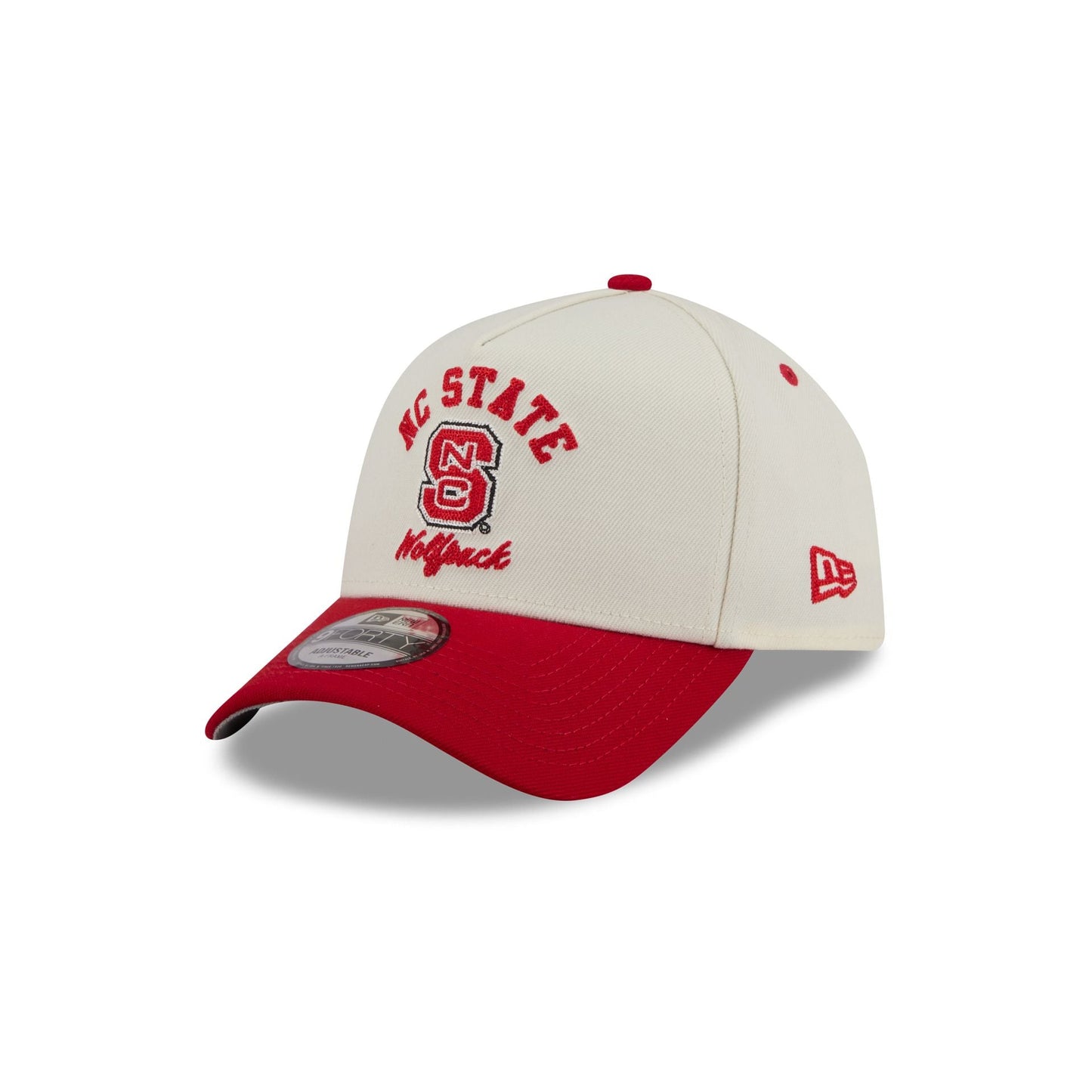 NC State Wolfpack Chrome White Arched 9FORTY A-Frame Snapback Hat
