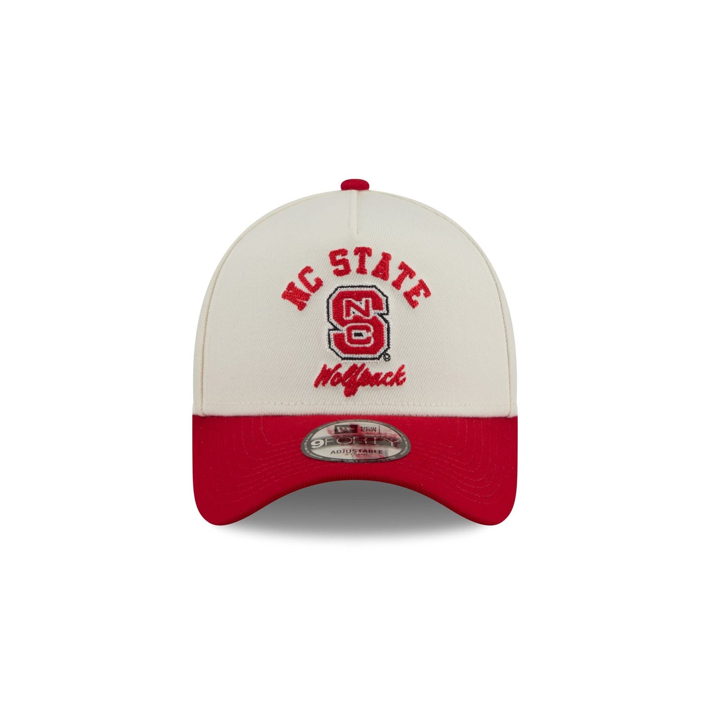 NC State Wolfpack Chrome White Arched 9FORTY A-Frame Snapback Hat