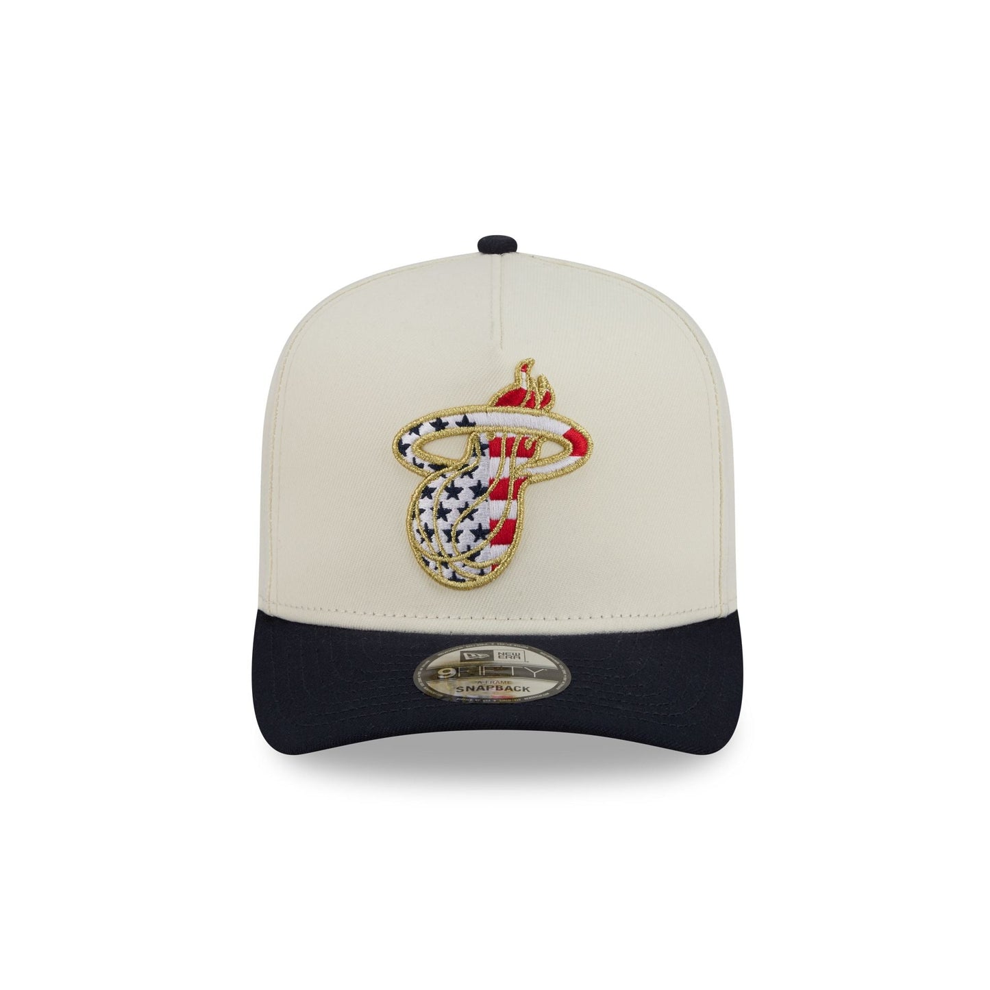 Miami Heat Chrome White Stars and Stripes 9FIFTY A-Frame Snapback Hat