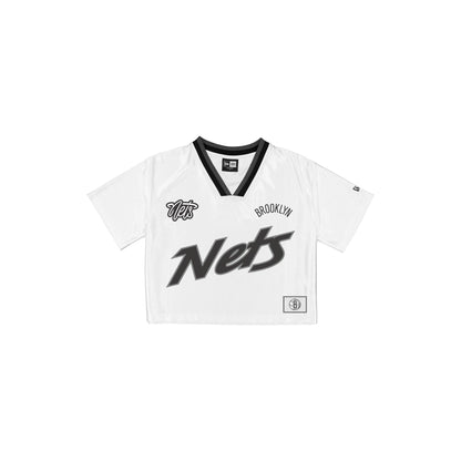Brooklyn Nets Sport Classics Women's Cropped White T-Shirt
