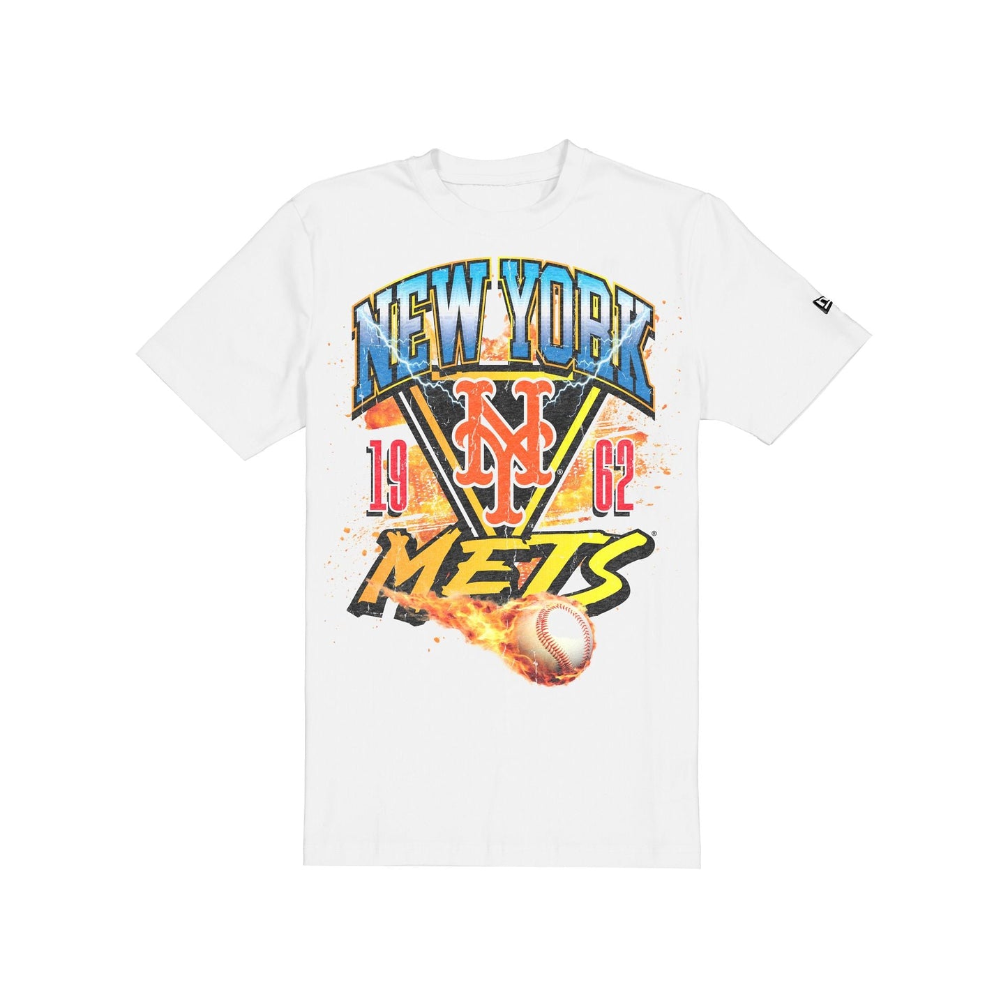 New York Mets Lifestyle Graphics Fireball White T-Shirt