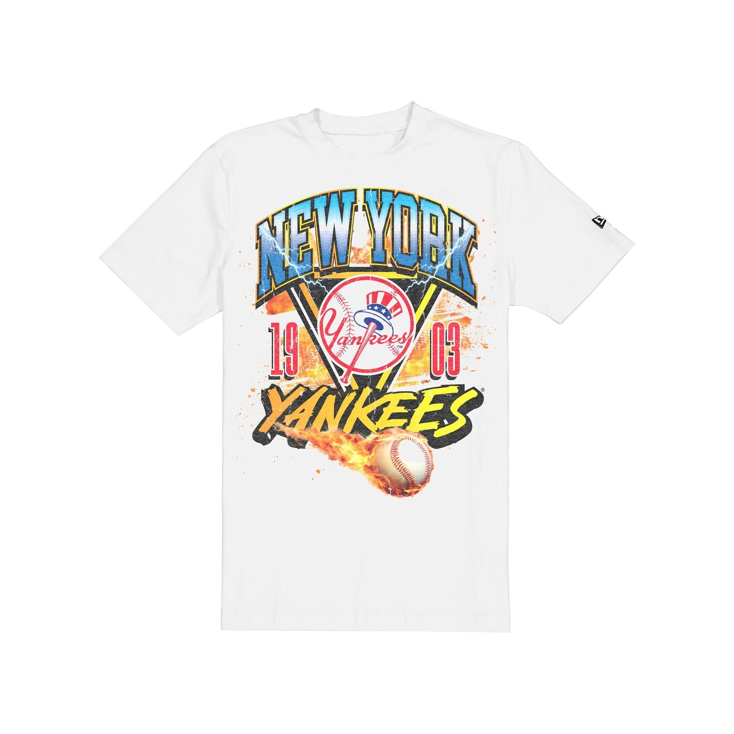 New York Yankees Lifestyle Graphics Fireball White T-Shirt