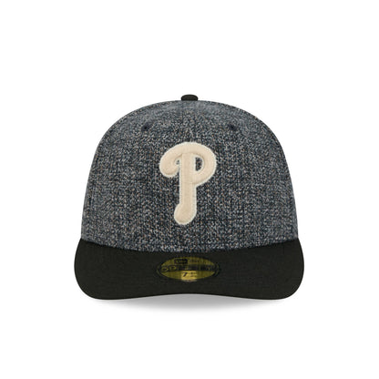 Philadelphia Phillies Three Looms Tweedy Cotton Black 59FIFTY Fitted Hat