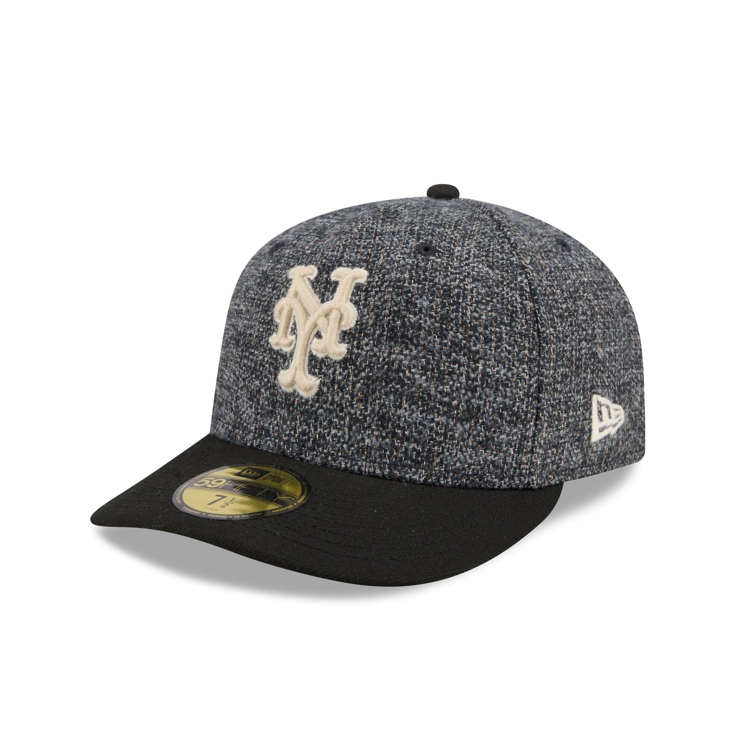 New York Mets Three Looms Tweedy Cotton Black 59FIFTY Fitted Hat