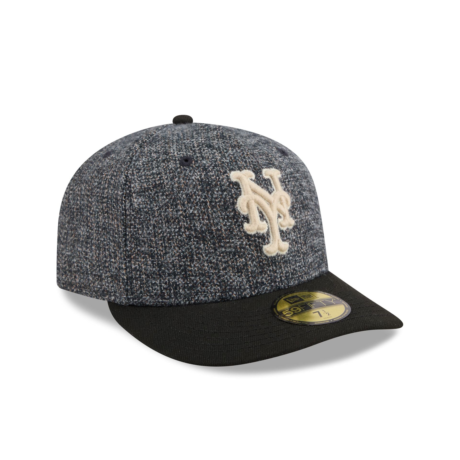 New York Mets Three Looms Tweedy Cotton Black 59FIFTY Fitted Hat