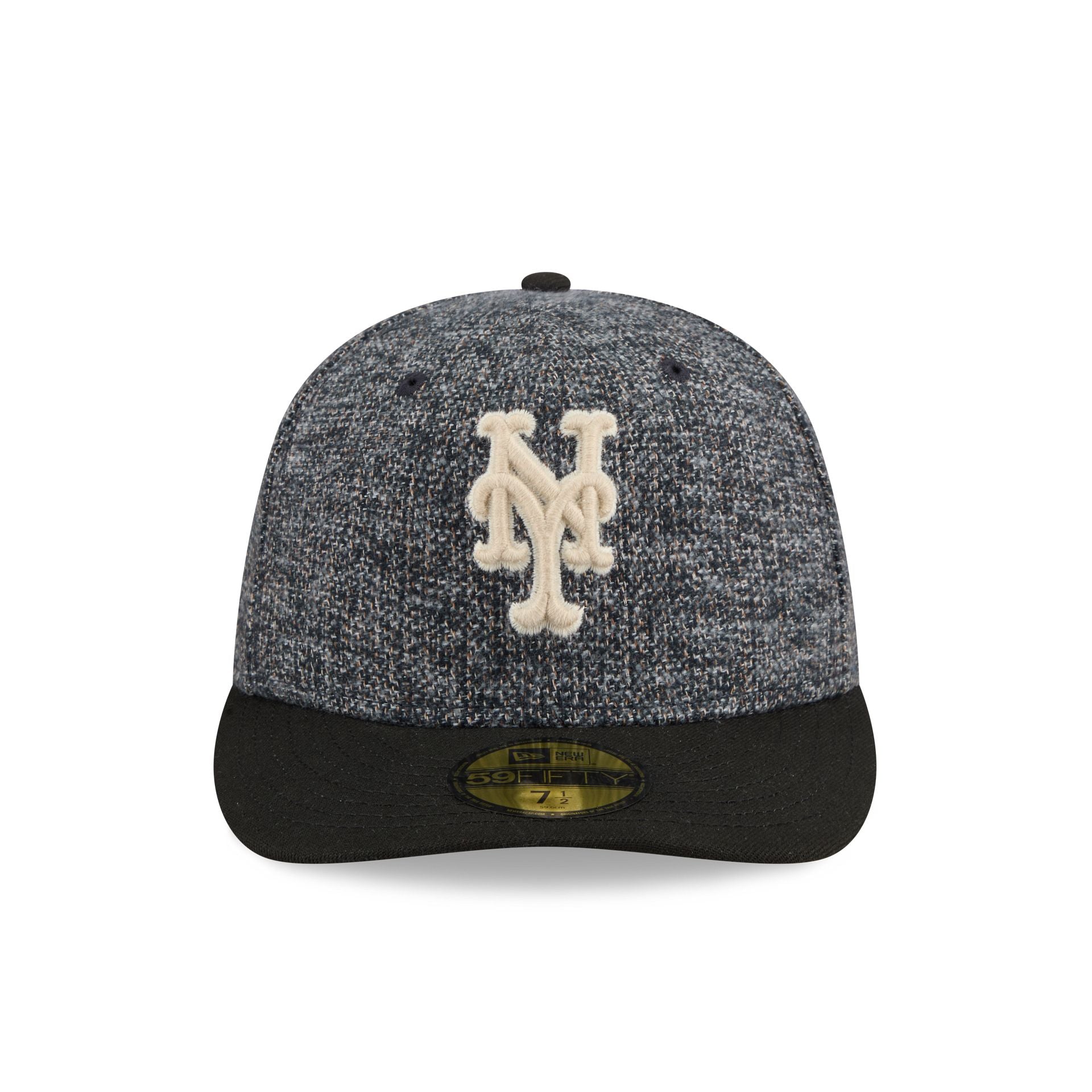 New York Mets Three Looms Tweedy Cotton Black 59FIFTY Fitted Hat
