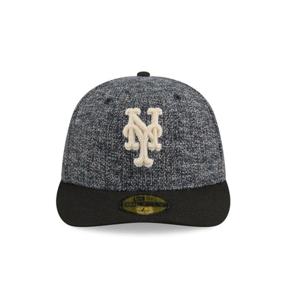 New York Mets Three Looms Tweedy Cotton Black 59FIFTY Fitted Hat