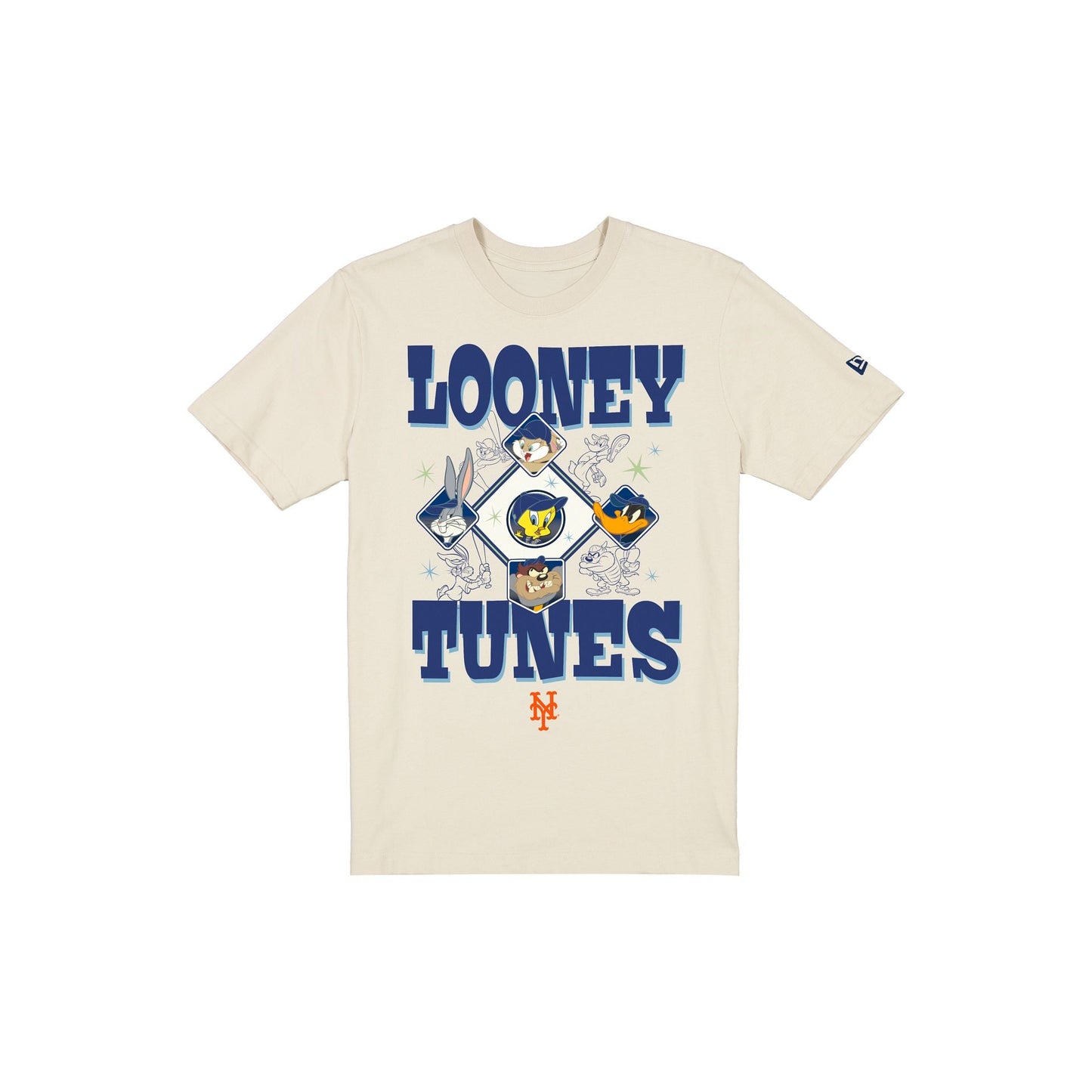New York Mets Looney Tunes Diamond Chrome White T-Shirt