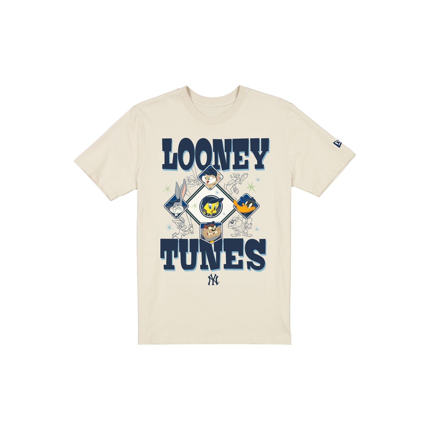 New York Yankees Looney Tunes Diamond Chrome White T-Shirt
