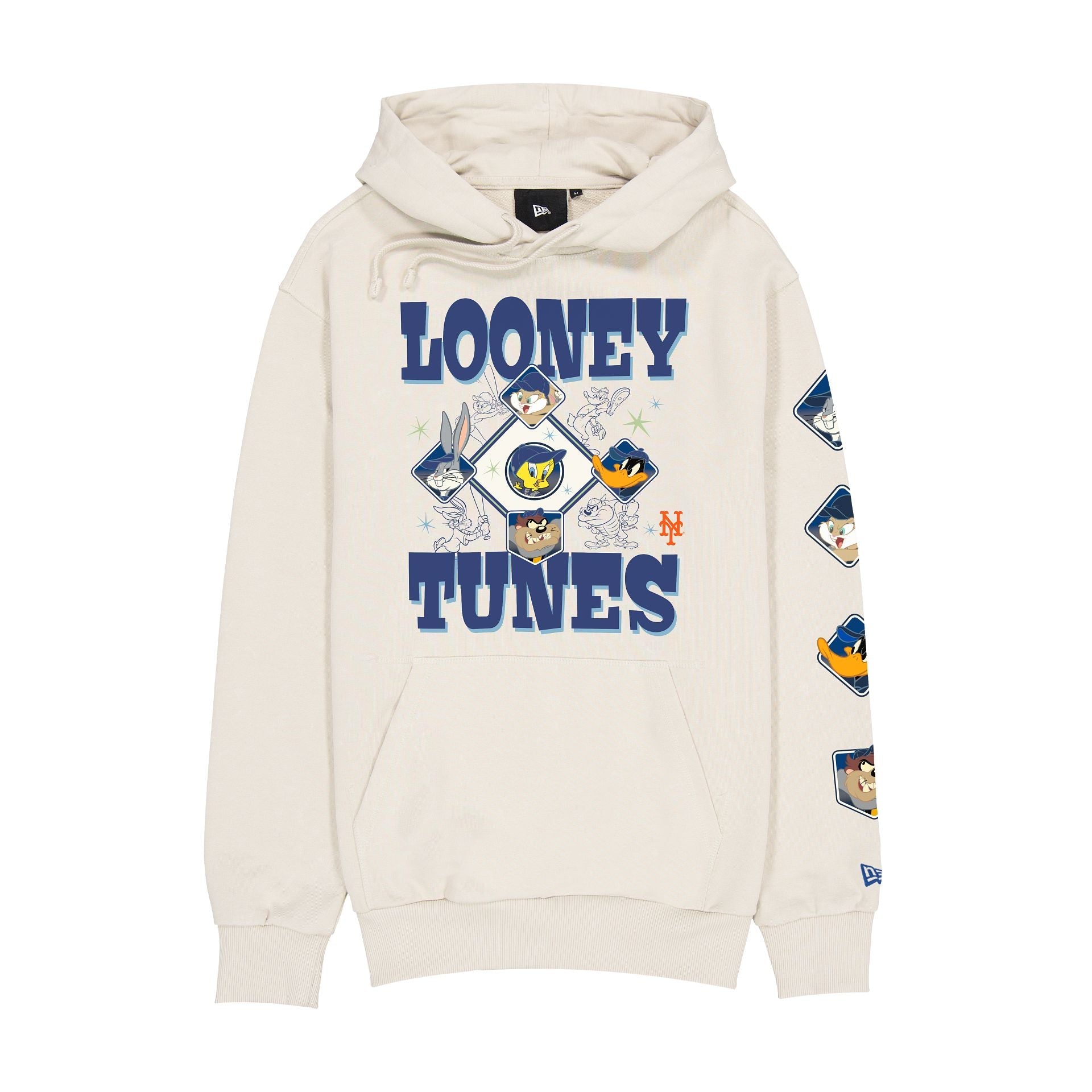 New York Mets Looney Tunes Diamond Chrome White Hoodie