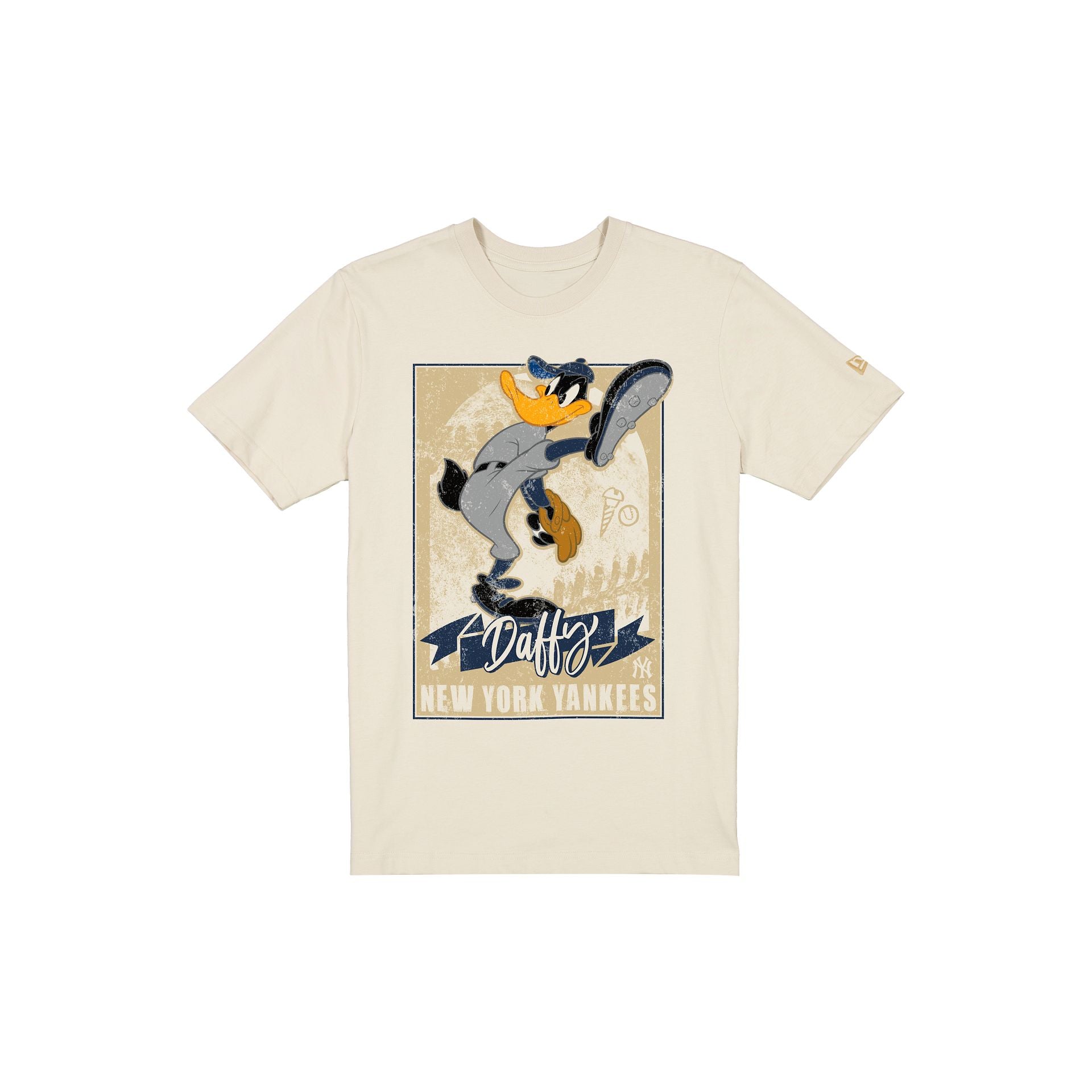 New York Yankees Daffy Duck Pitch Chrome White T-Shirt