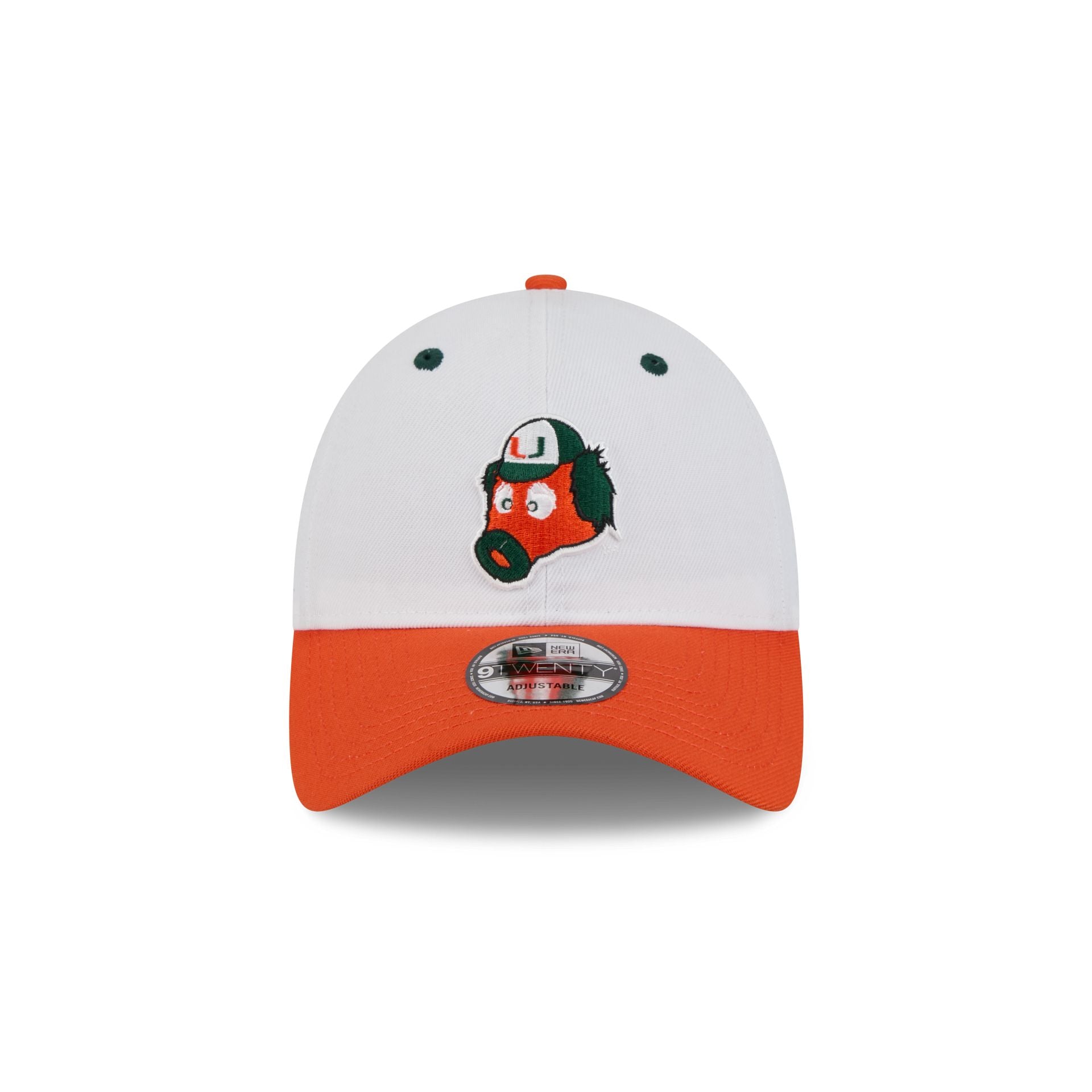 New Era x adidas Miami Hurricanes White Mascot 9TWENTY Adjustable Hat