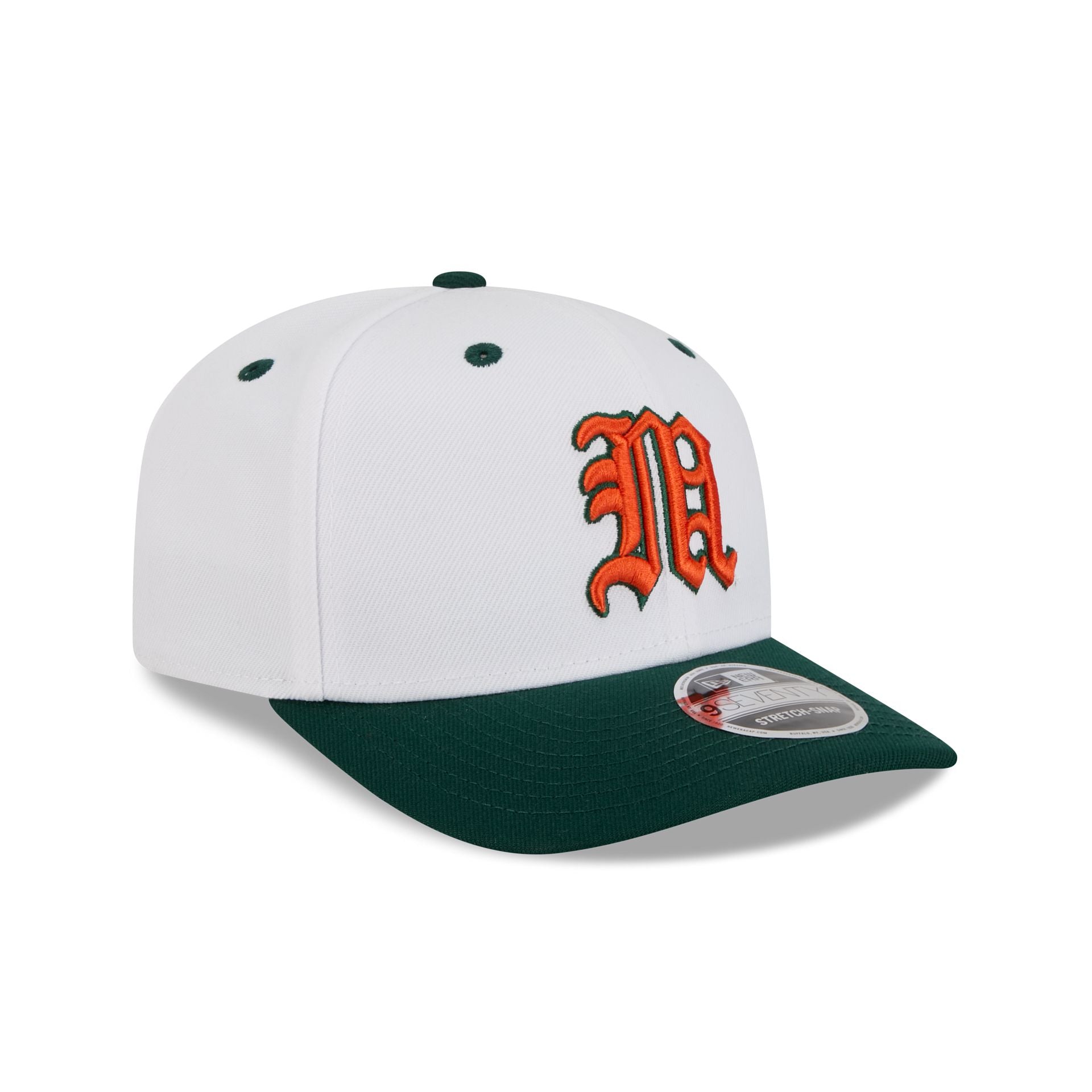 New Era x adidas Miami Hurricanes White 9SEVENTY Stretch-Snap Hat
