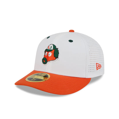 New Era x adidas Miami Hurricanes White Mascot Low Profile 59FIFTY Fitted Hat