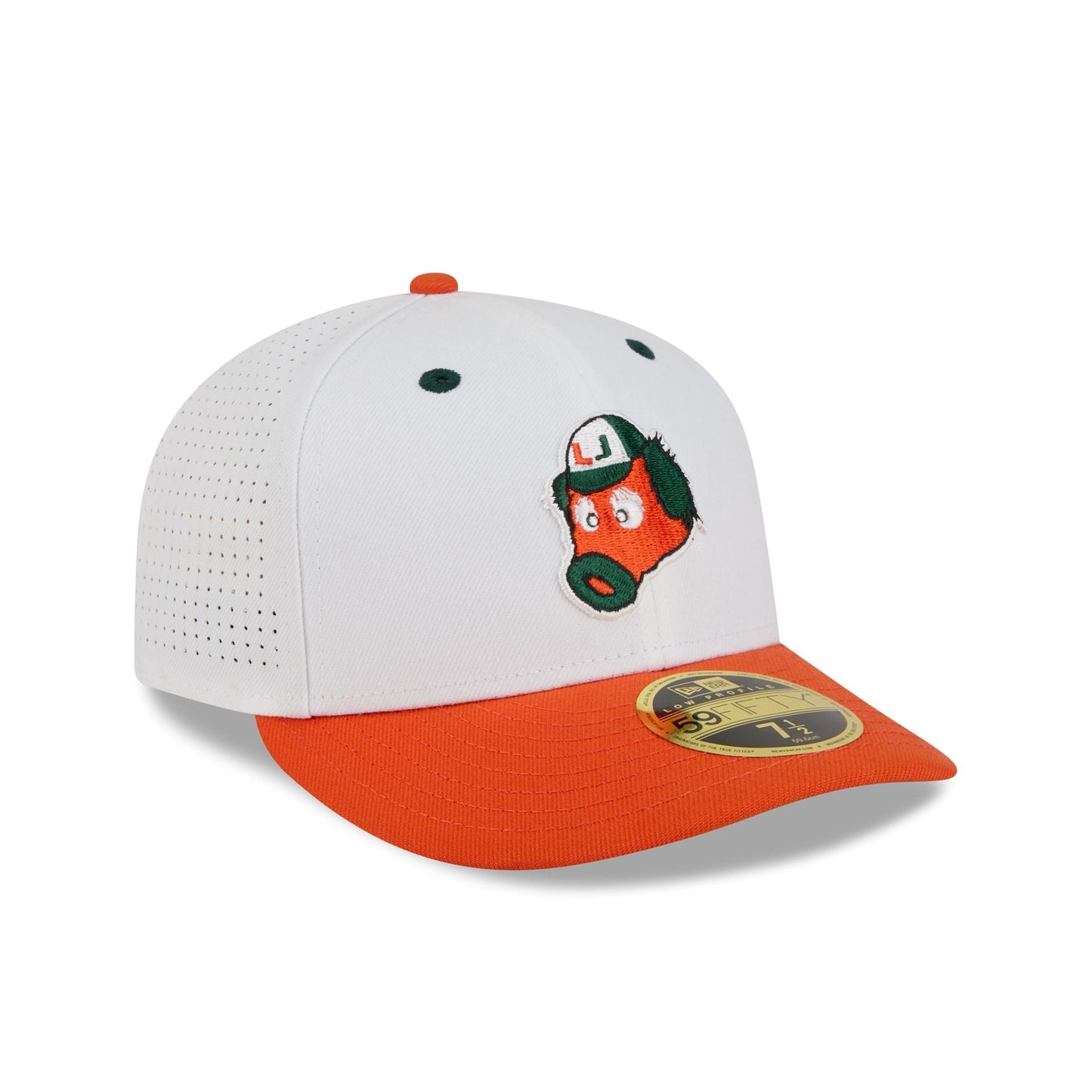 New Era x adidas Miami Hurricanes White Mascot Low Profile 59FIFTY Fitted Hat