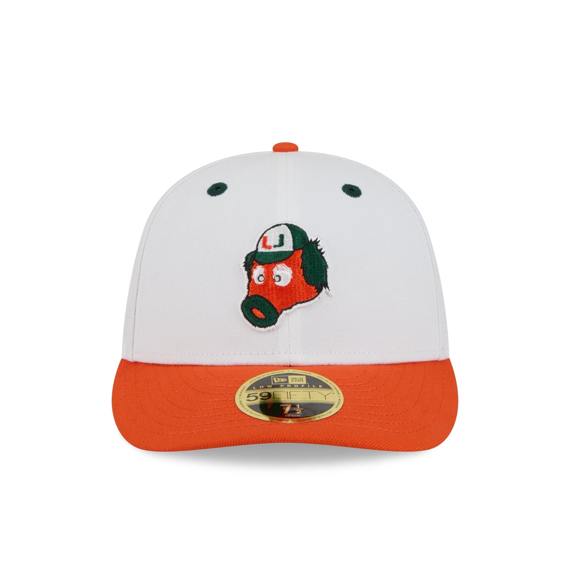 New Era x adidas Miami Hurricanes White Mascot Low Profile 59FIFTY Fitted Hat