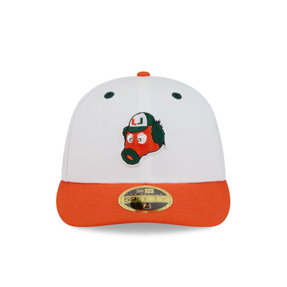 New Era x adidas Miami Hurricanes White Mascot Low Profile 59FIFTY Fitted Hat