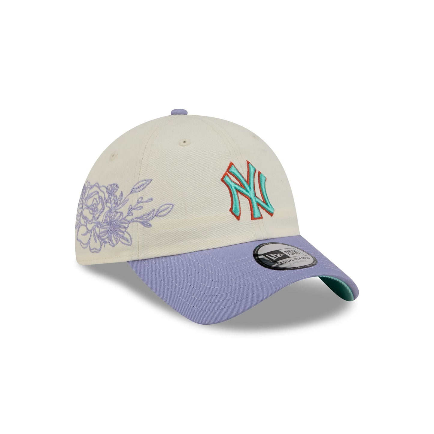 New York Yankees Lavender Flowers Casual Classic Adjustable Hat