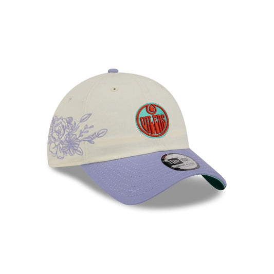 Edmonton Oilers Lavender Flowers Casual Classic Adjustable Hat