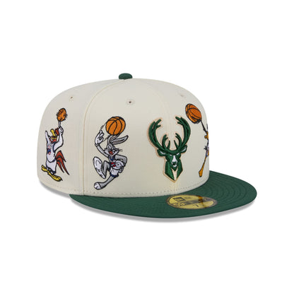 Space Jam x Milwaukee Bucks Tune Squad Chrome White 59FIFTY Fitted Hat