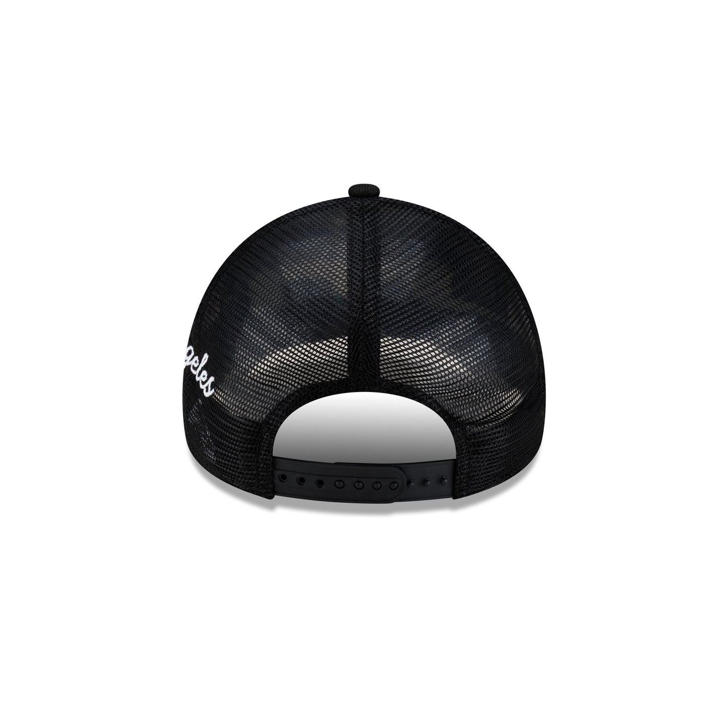 Los Angeles Dodgers Side Script Black 9FORTY A-Frame Trucker Hat