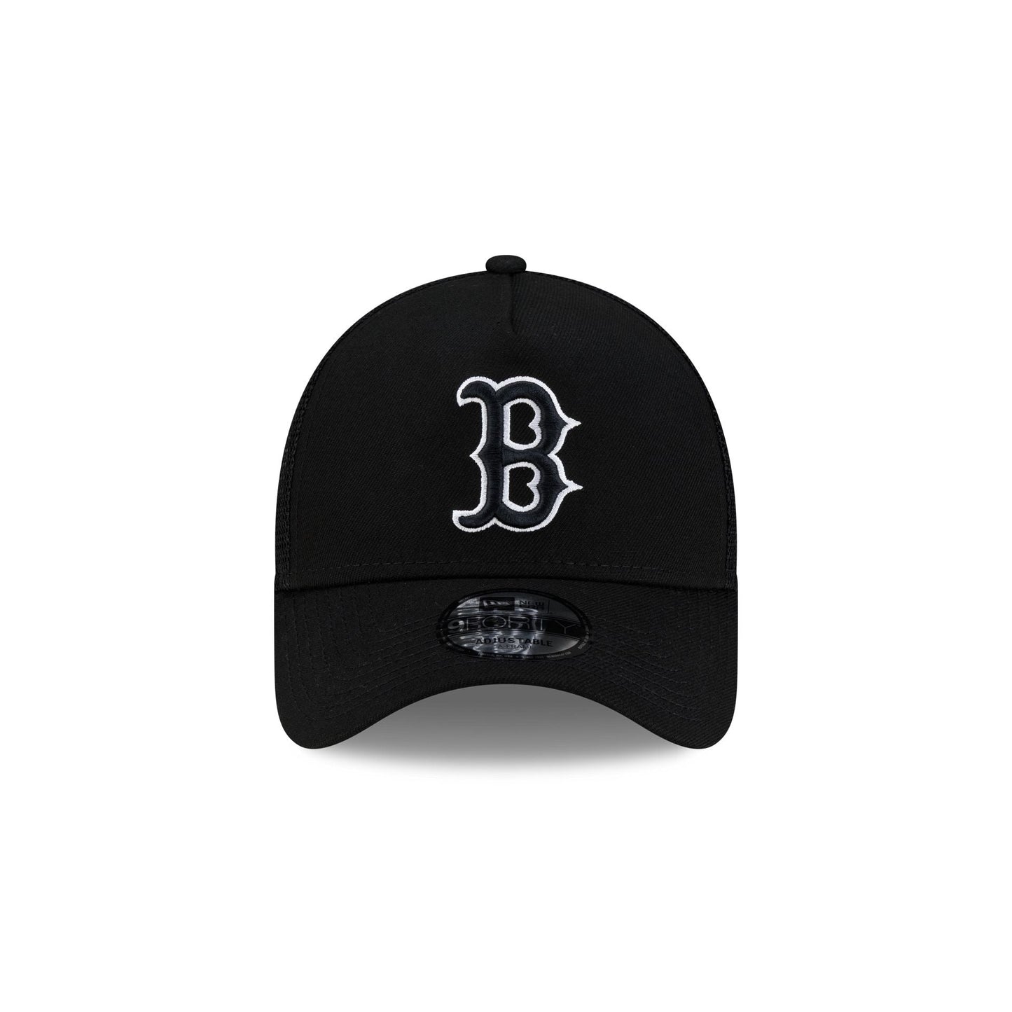 Boston Red Sox Side Script Black 9FORTY A-Frame Trucker Hat