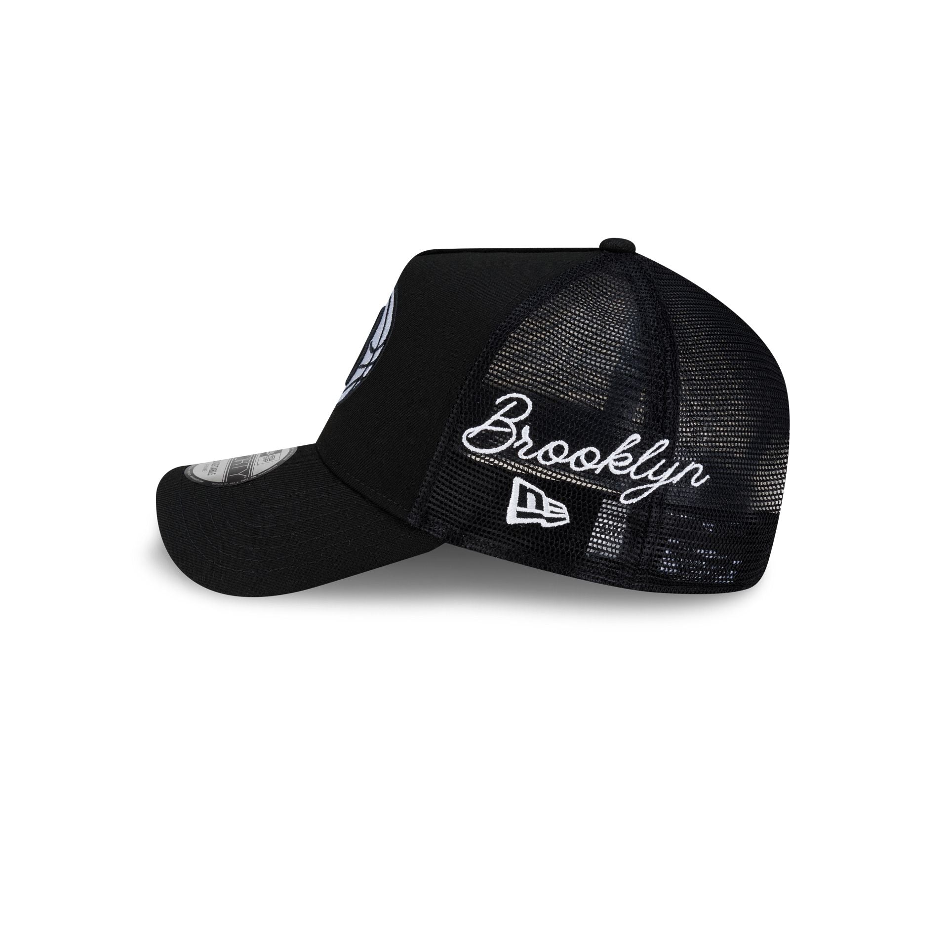 Brooklyn Nets Side Script 9FORTY A-Frame Trucker Hat