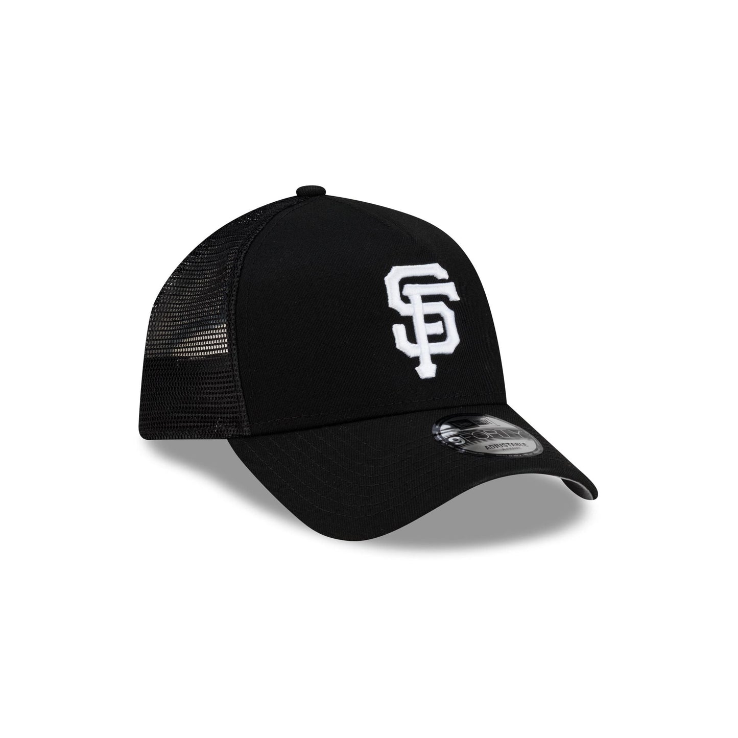 San Francisco Giants Side Script Black 9FORTY A-Frame Trucker Hat
