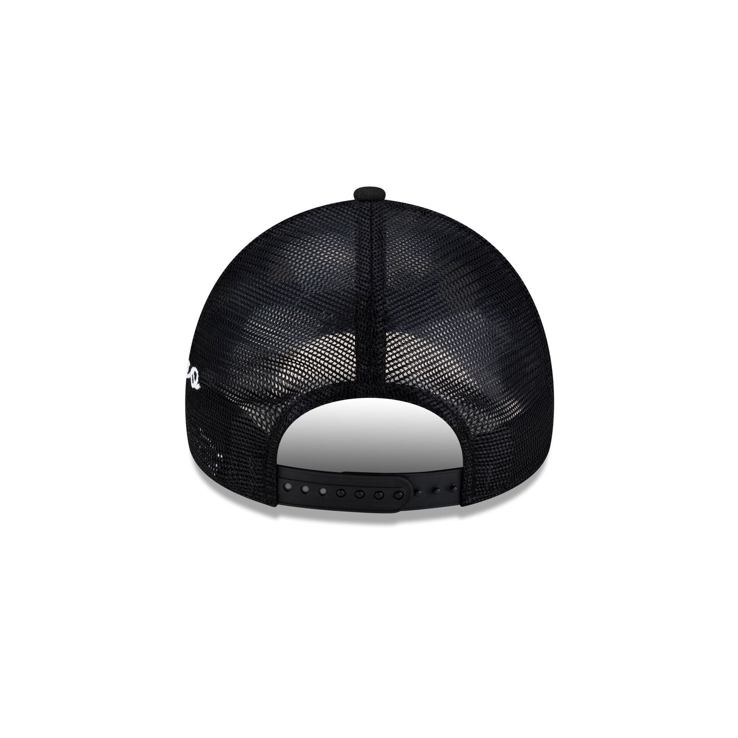 Chicago Cubs Side Script Black 9FORTY A-Frame Trucker Hat