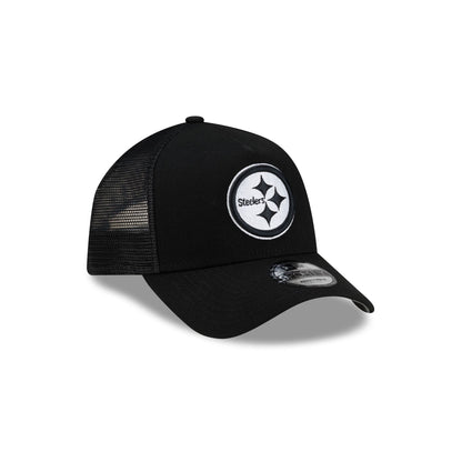 Pittsburgh Steelers Side Script Black 9FORTY A-Frame Trucker Hat