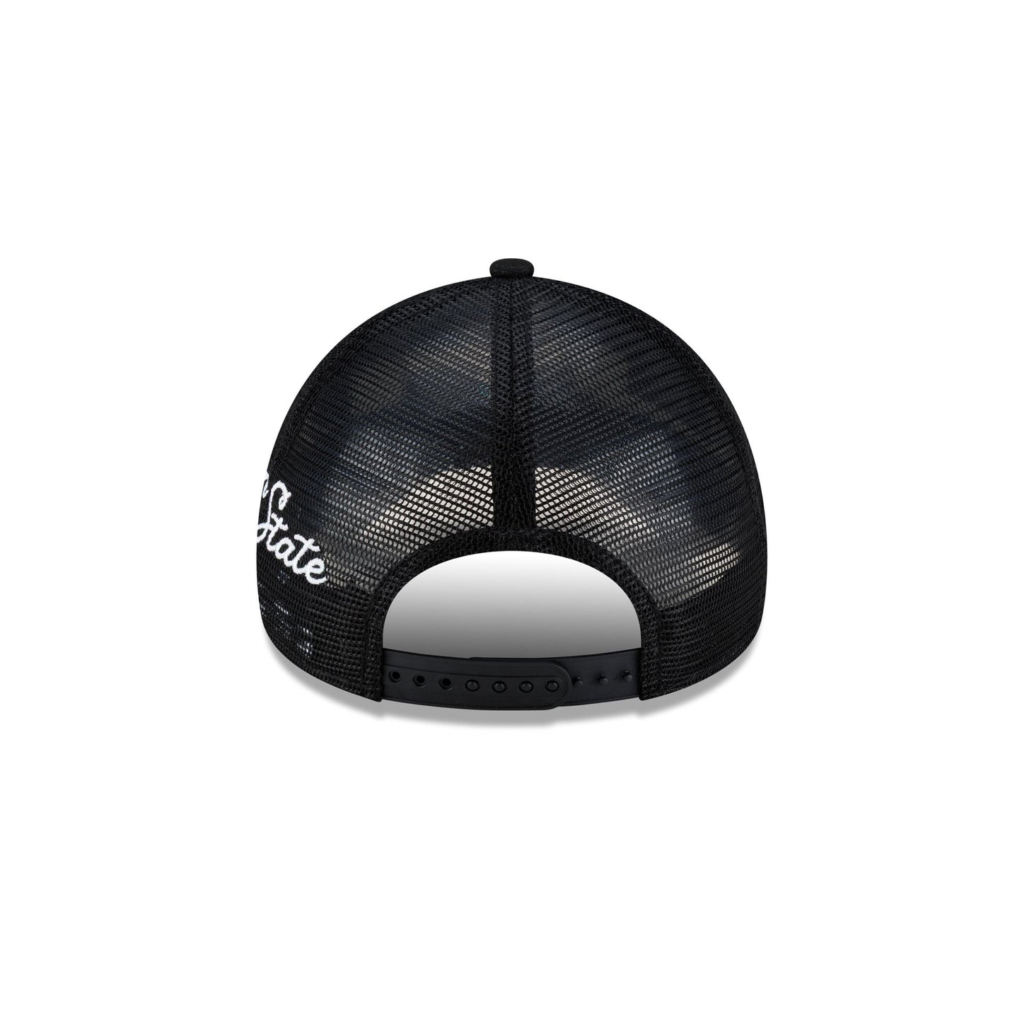 Golden State Warriors Side Script Black 9FORTY A-Frame Trucker Hat