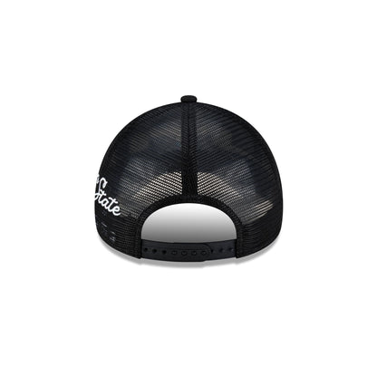 Golden State Warriors Side Script Black 9FORTY A-Frame Trucker Hat
