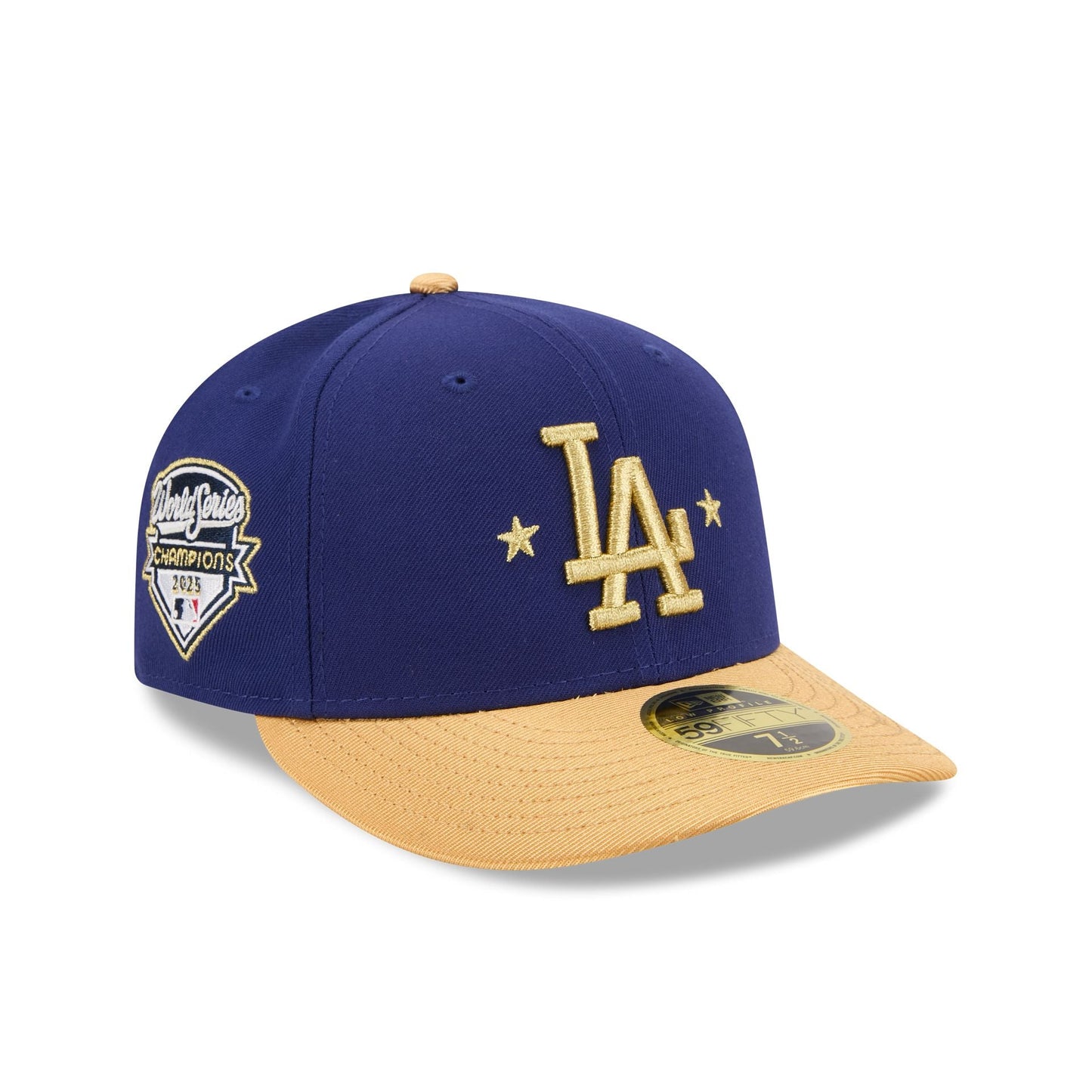 Los Angeles Dodgers Gold 2025 World Series Champions Sidepatch Low Profile 59FIFTY Fitted Hat