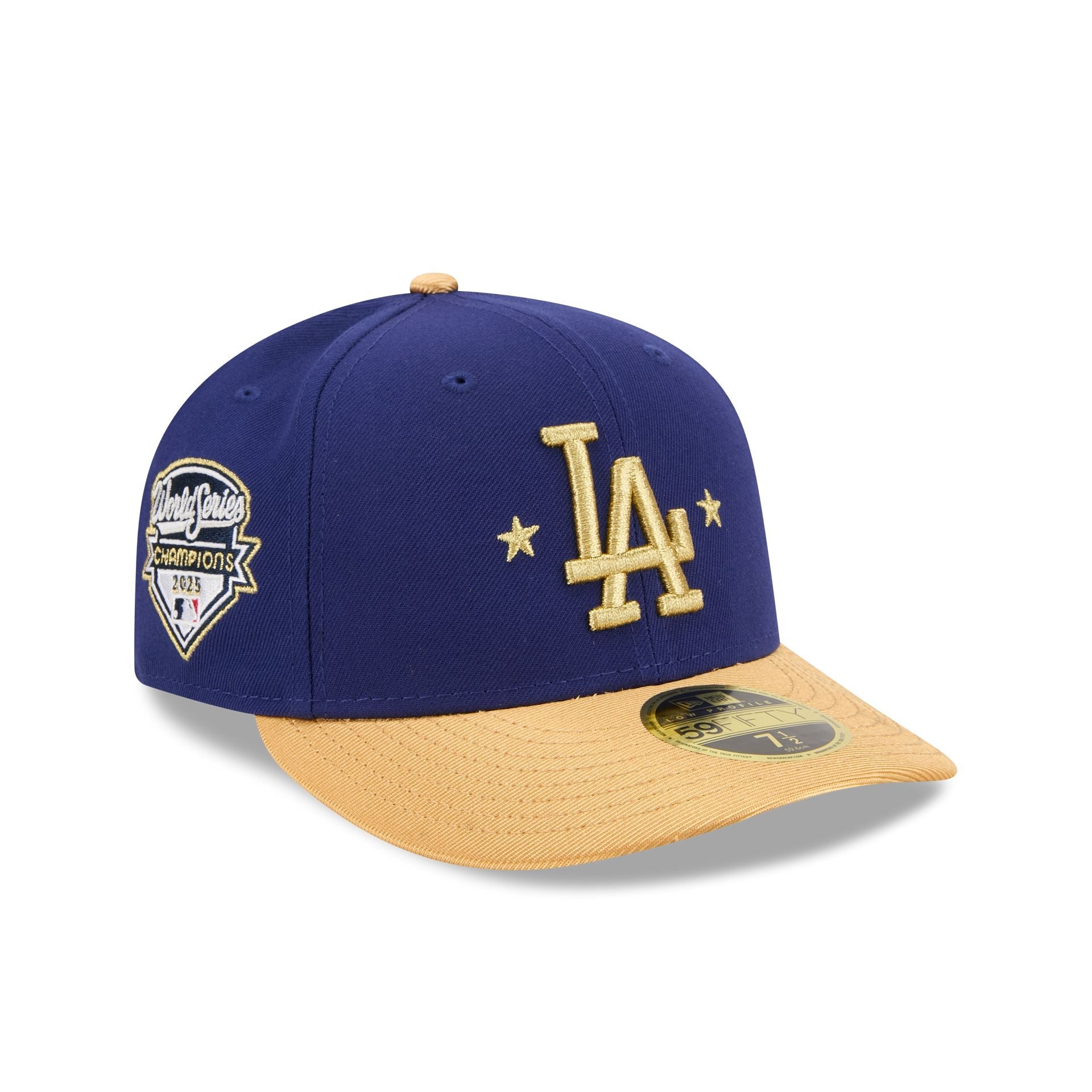 Los Angeles Dodgers Gold 2025 World Series Champions Sidepatch Low Profile 59FIFTY Fitted Hat