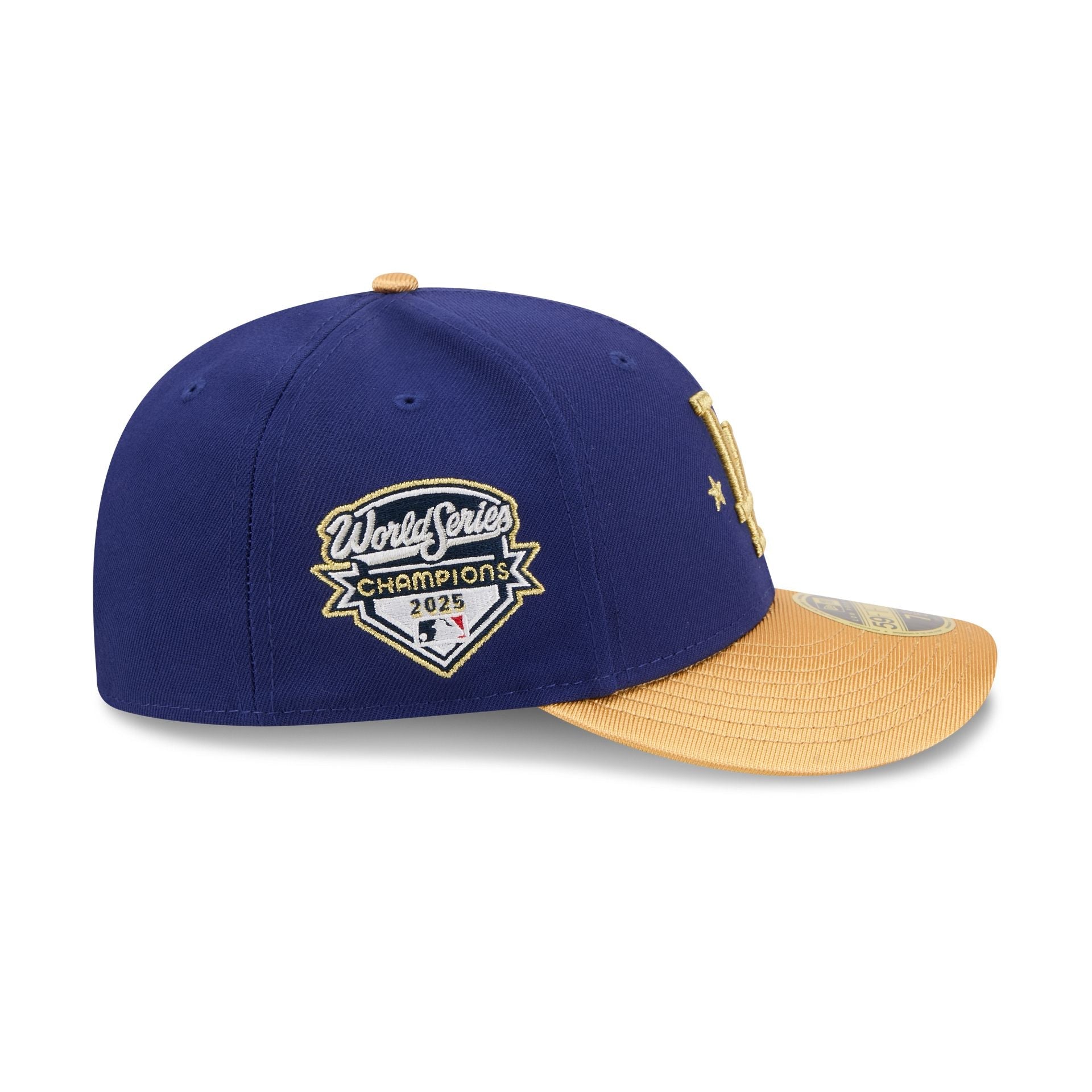 Los Angeles Dodgers Gold 2025 World Series Champions Sidepatch Low Profile 59FIFTY Fitted Hat