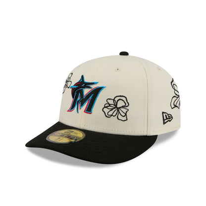 Miami Marlins Floral Outline 59FIFTY Fitted Hat