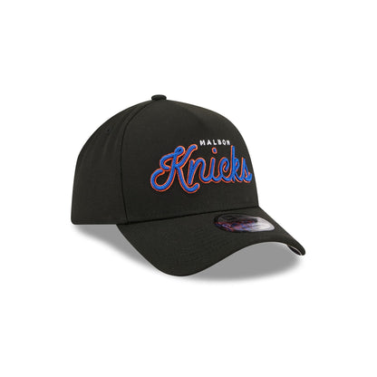 Malbon x New York Knicks Black Script 9FORTY A-Frame Snapback Hat