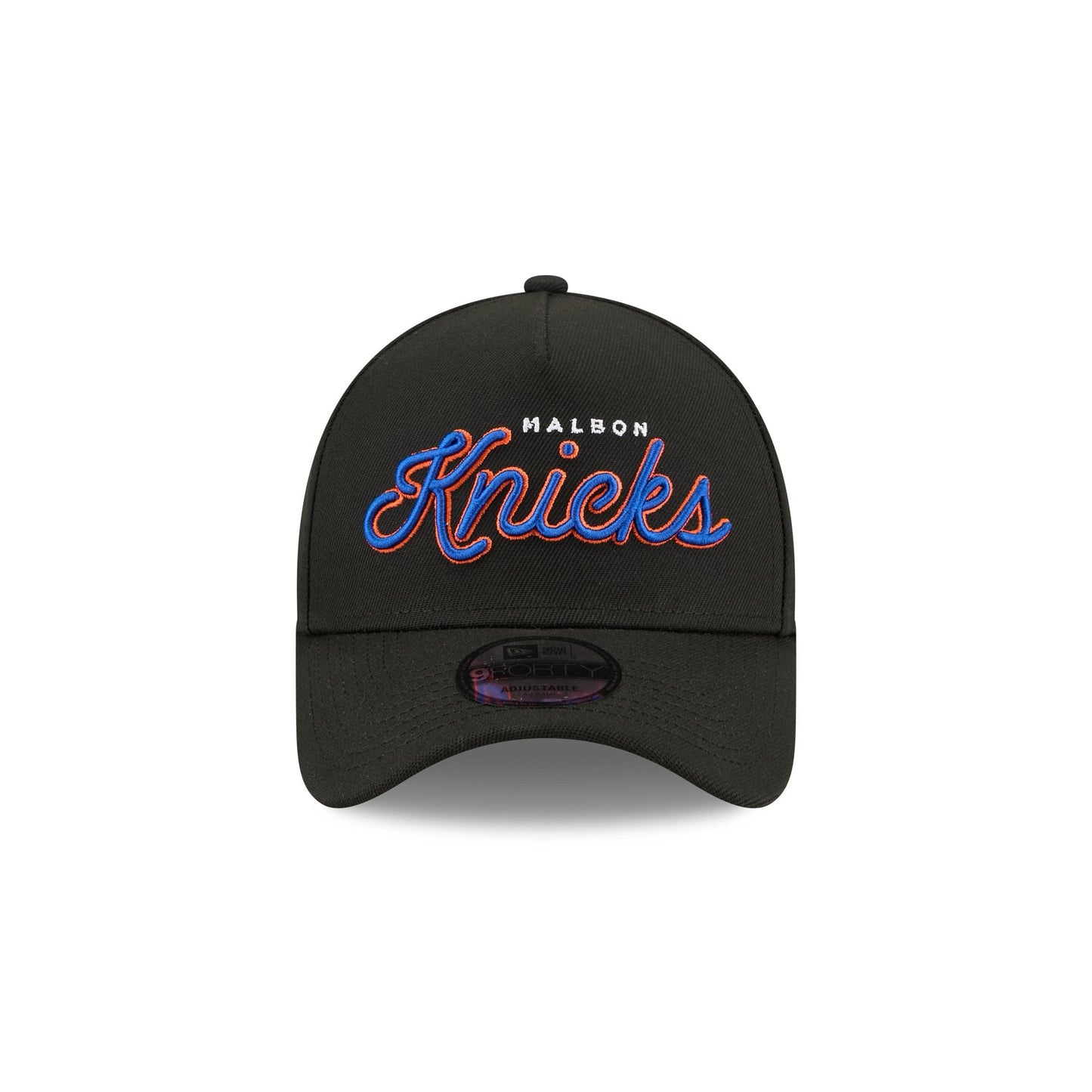 Malbon x New York Knicks Black Script 9FORTY A-Frame Snapback Hat