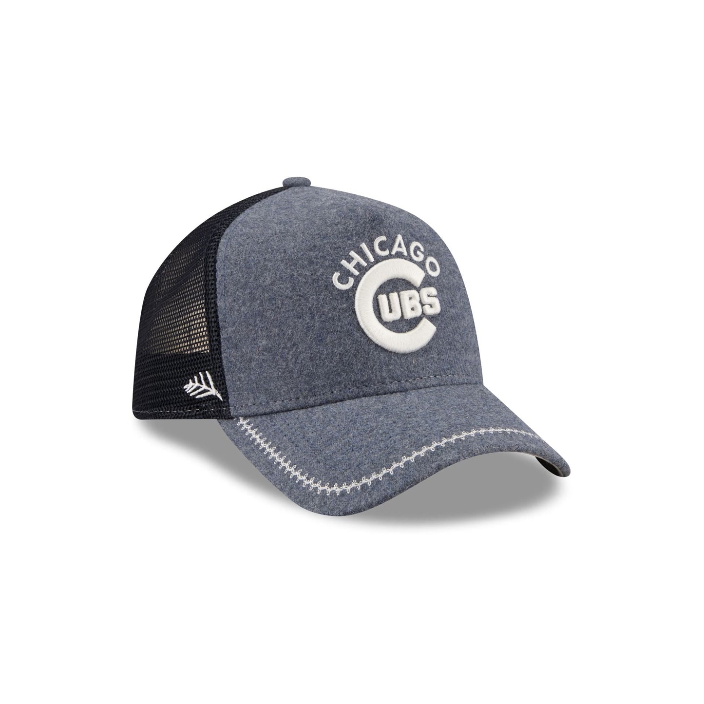 Chicago Cubs Navy Brushed Chambray 9FORTY A-Frame Trucker Hat