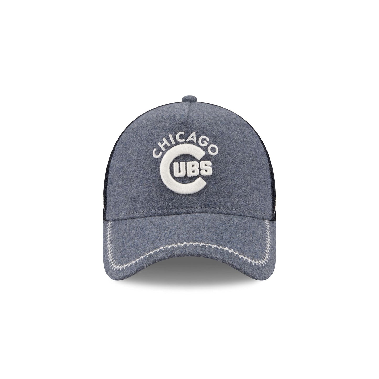Chicago Cubs Navy Brushed Chambray 9FORTY A-Frame Trucker Hat