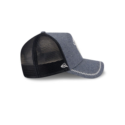 Chicago Cubs Navy Brushed Chambray 9FORTY A-Frame Trucker Hat
