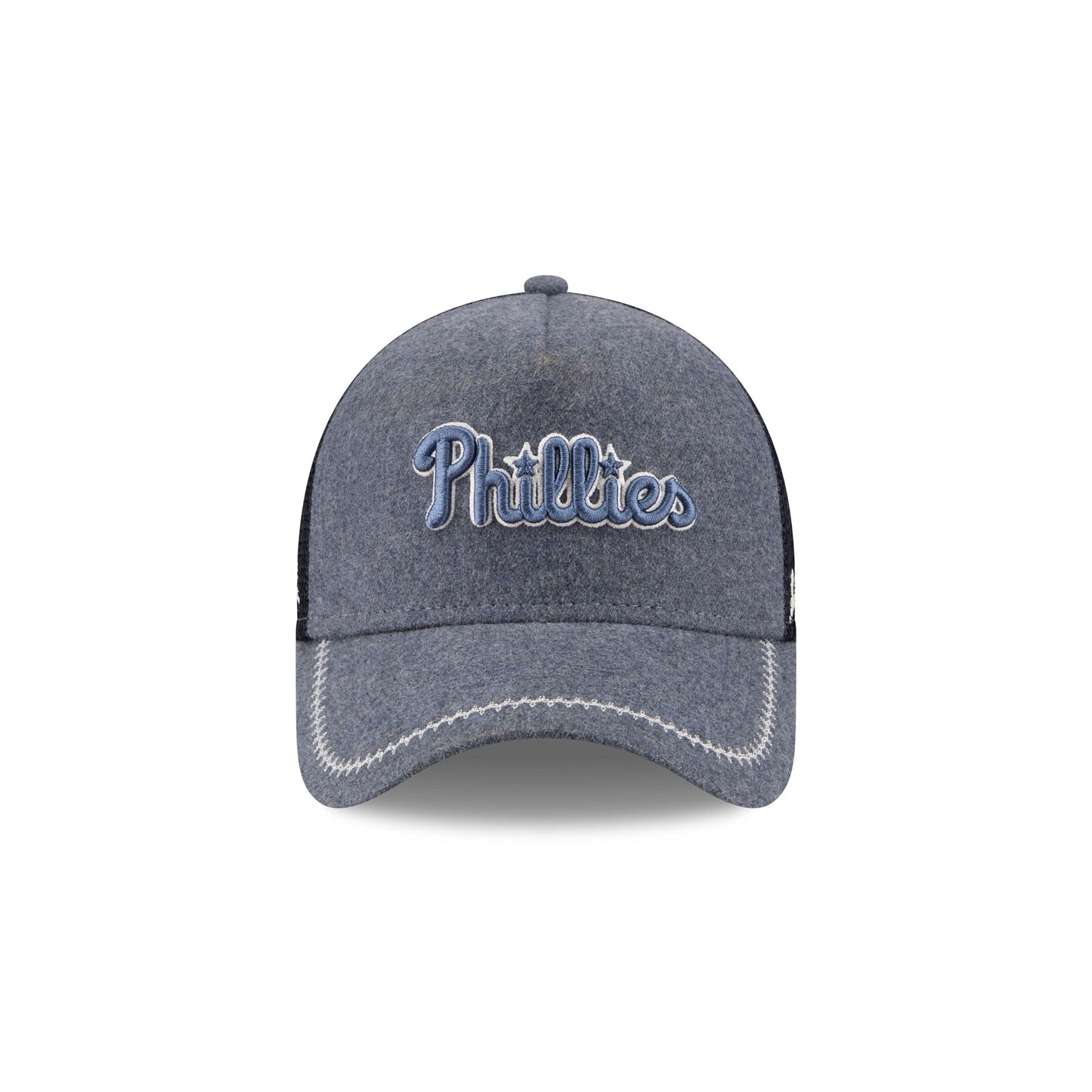 Philadelphia Phillies Navy Brushed Chambray 9FORTY A-Frame Trucker Hat