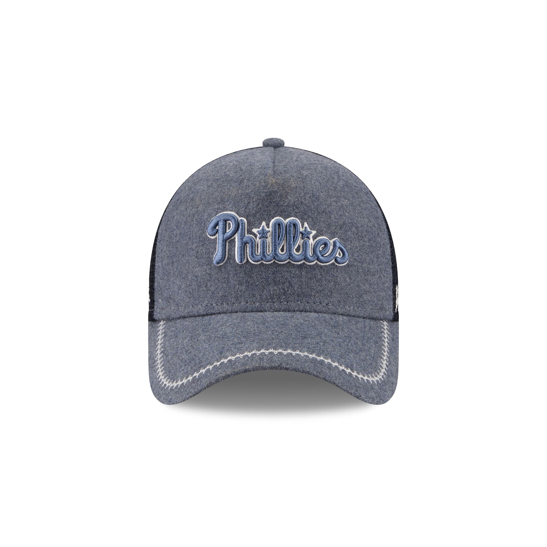Philadelphia Phillies Navy Brushed Chambray 9FORTY A-Frame Trucker Hat