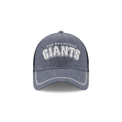 San Francisco Giants Navy Brushed Chambray 9FORTY A-Frame Trucker Hat