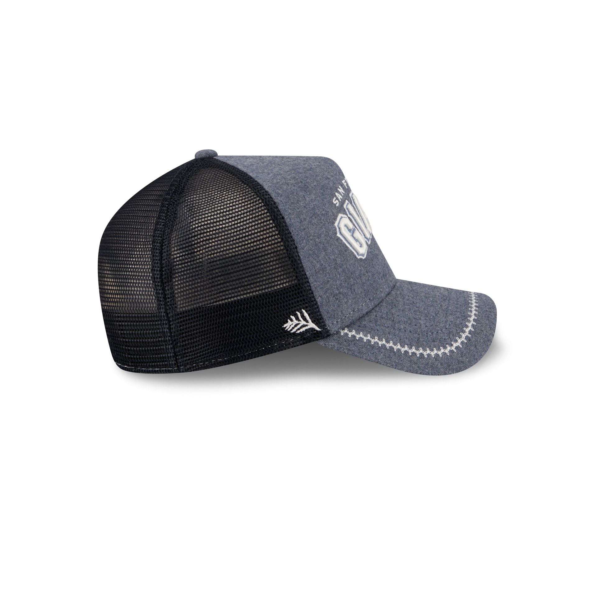San Francisco Giants Navy Brushed Chambray 9FORTY A-Frame Trucker Hat